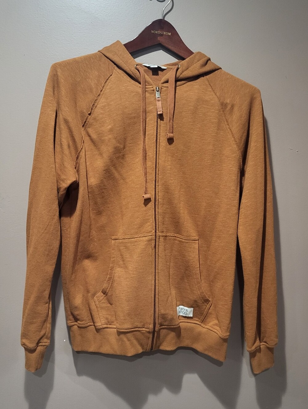 FRYE AND CO. Men's Zip Hoodie in Rust Brown